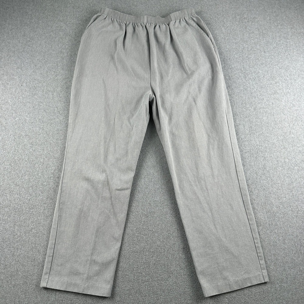Haband Pants Womens 18P Gray Elastic Waist Cotton Blend Casual Straight Leg VTG